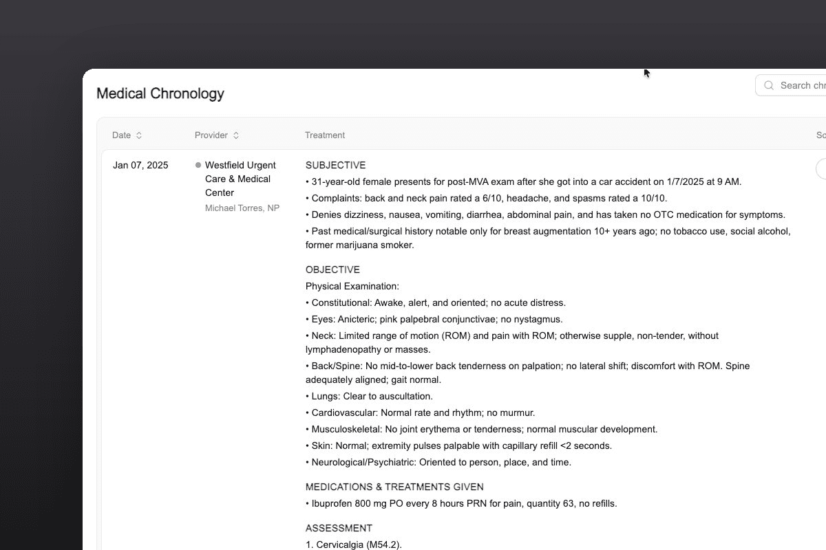 Medical records, traceable to the page